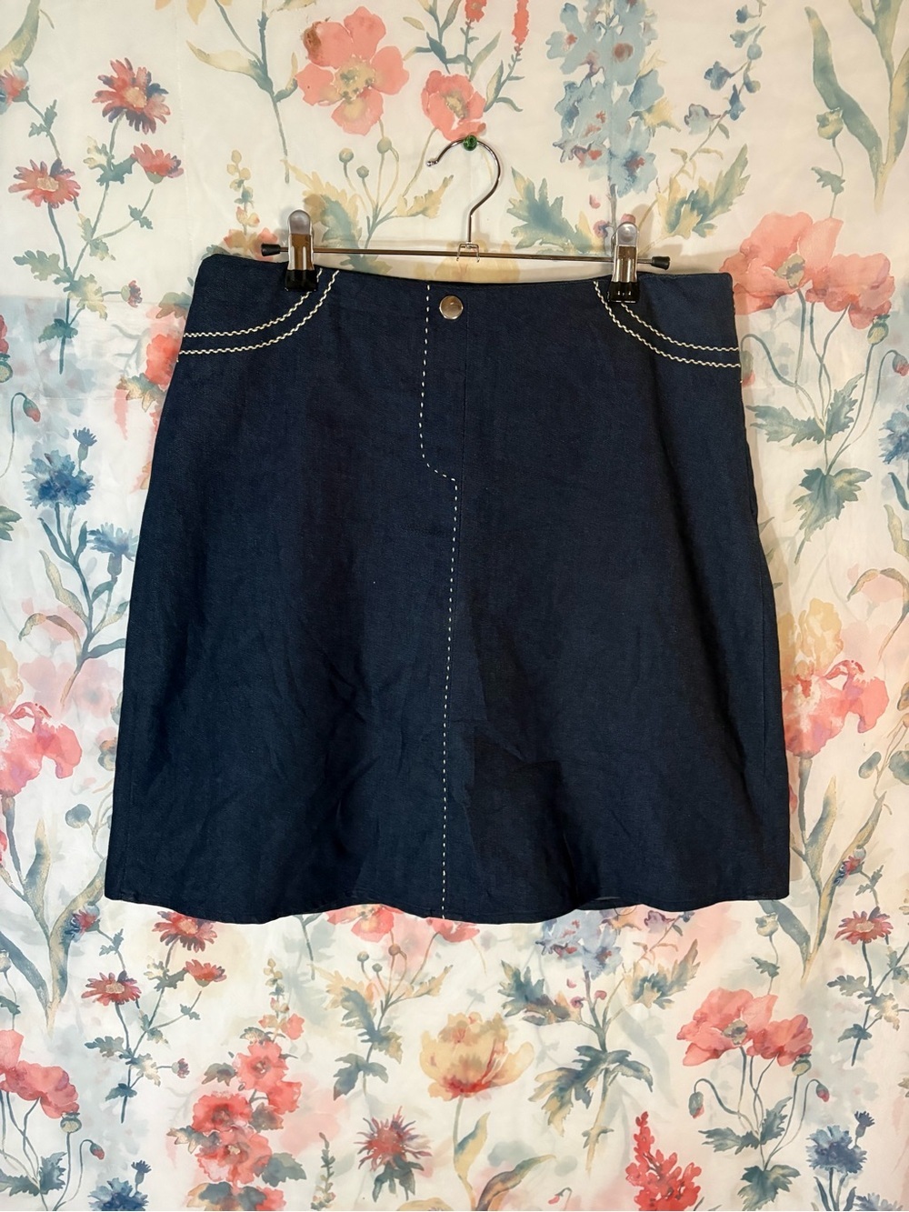 Vintage Dark Blue Denim A-Line Skirt